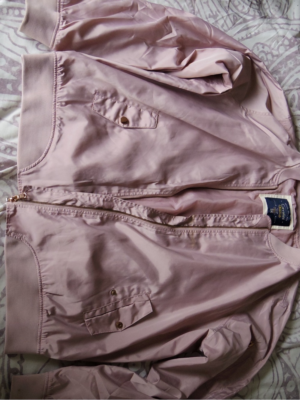 Cavalini Blush Pink Satin Bomber Jacket